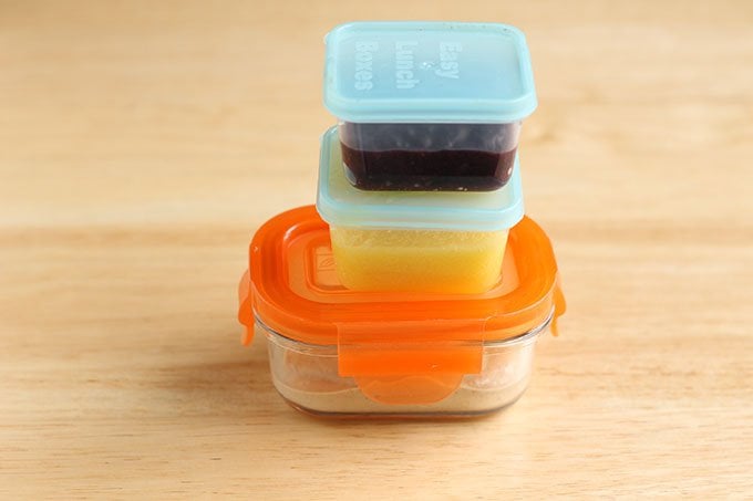 homemade baby food in storage containers