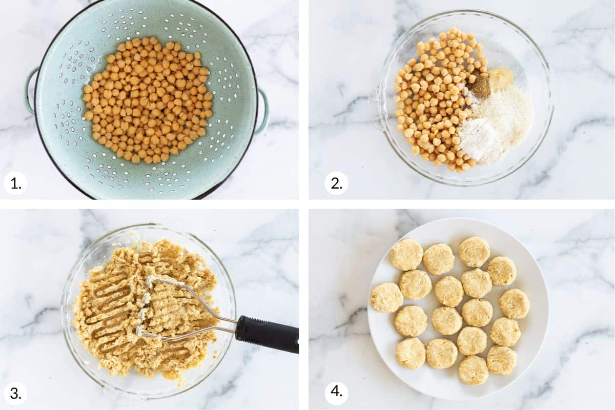 how to make chickpea fritters in grid of images.