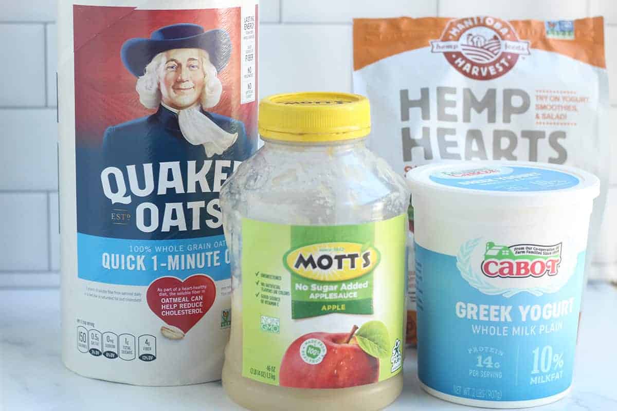 ingredients in overnight oats on counter