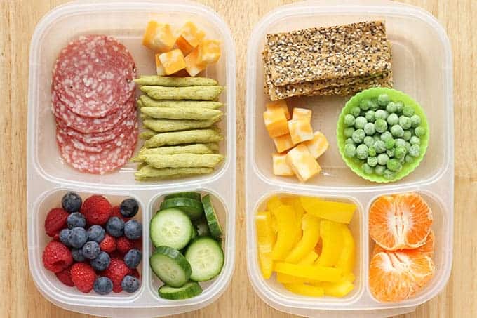 two snack boxes for kids lunches