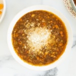 bowl of vegetarian lentil soup.